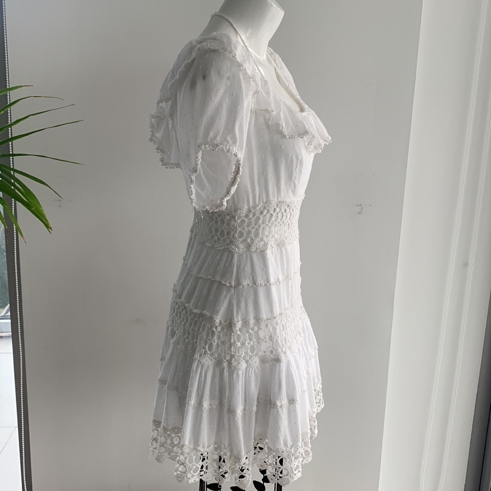 Free People Cruel Intentions white boho crochet lace mini dress, size 12 - Picture 11 of 16